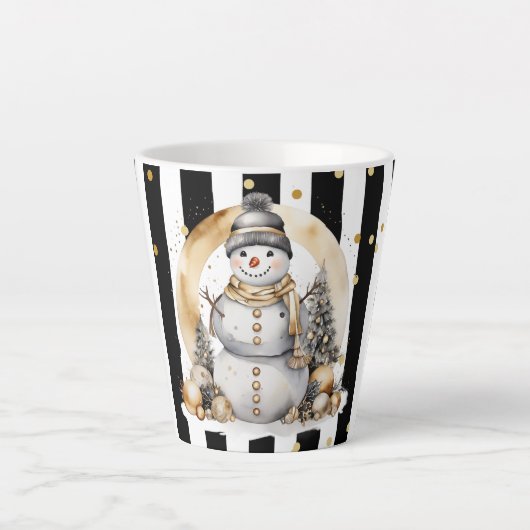 Tasse Latte Milchtasse Klein Snowman and Stripes Var06 (Devant)