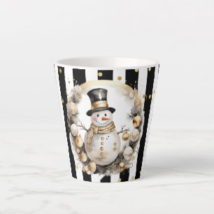 Tasse Latte Milchtasse Klein Snowman and Stripes Var07