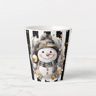 Tasse Latte Milchtasse Klein Snowman and Stripes Var08