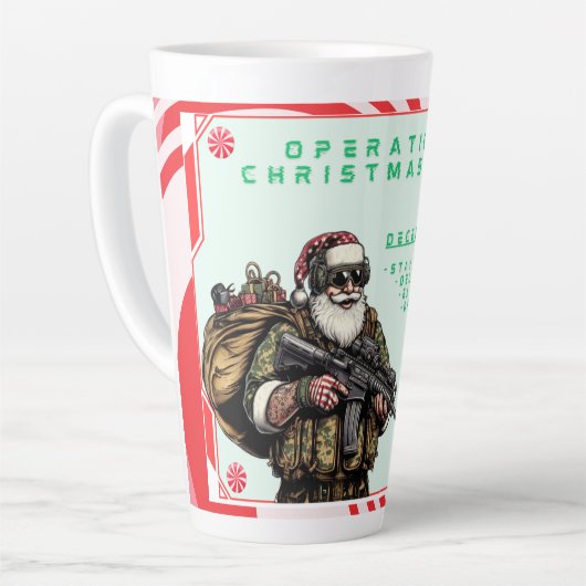 Tasse Latte Militaire amusant/Père Noël de Noël (Angle gauche)