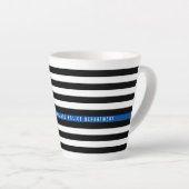 Tasse Latte Mince Ligne bleue Police Drapeau Monogramme (Angle droit)