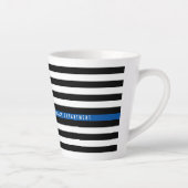 Tasse Latte Mince Ligne bleue Police Drapeau Monogramme (Droite)