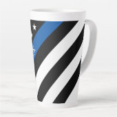 Tasse Latte Mince Ligne bleue Police Indicateur Nom du monogra (Angle droit)