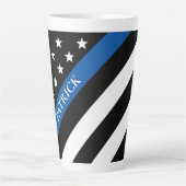Tasse Latte Mince Ligne bleue Police Indicateur Nom du monogra (Devant)