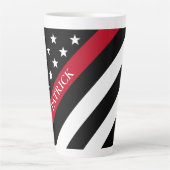 Tasse Latte Mince Red Line Firefighter Drapeau Nom Grand (Devant)