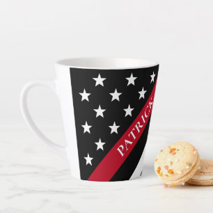 Tasse Latte Mince Red Line Firefighter Indicateur Nom du monog