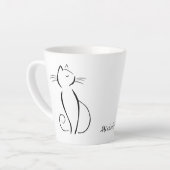 Tasse Latte Mini chat noir sur blanc nom d'ajout (Angle gauche)