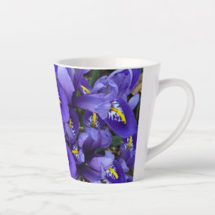 Tasse Latte Miniature Bleu Irises Printemps Floral