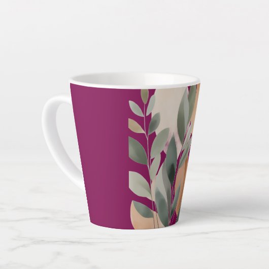 Tasse Latte Minimal Botanical Leaf Pattern (Angle gauche)