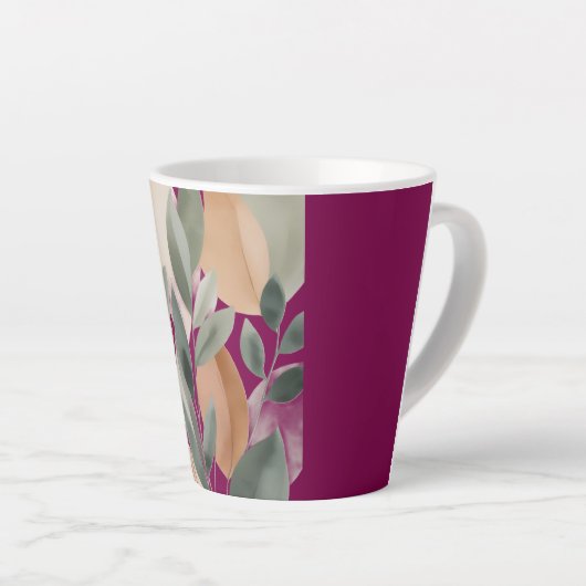 Tasse Latte Minimal Botanical Leaf Pattern (Angle droit)