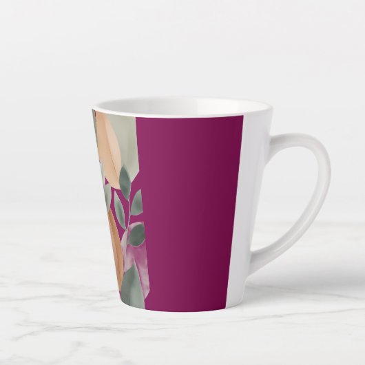 Tasse Latte Minimal Botanical Leaf Pattern (Droite)