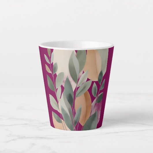 Tasse Latte Minimal Botanical Leaf Pattern (Devant)