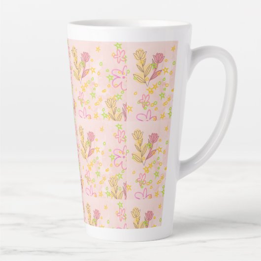 Tasse Latte Minimal floral doodle pattern -pastel colour art (Droite)