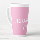 Tasse Latte Minimal Prioriser Vous Citation Rose Poussiéreuse (Angle gauche)
