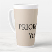 Tasse Latte Minimal Prioritize You Quote Beige (Angle gauche)