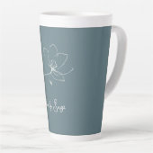 Tasse Latte Minimalist Floral Line Art Zen Ivory Coastal Blue (Angle droit)