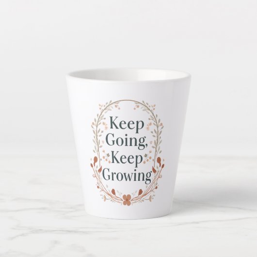 Tasse Latte Minimalist Floral Wreath Positive Affirmation (Devant)