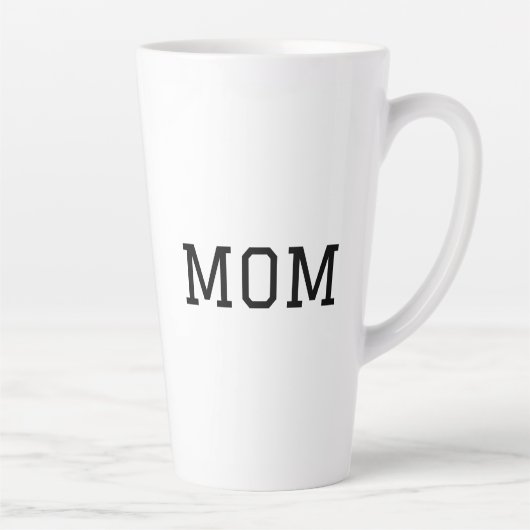 Tasse Latte Minimalist "MOM" Black Typography Plain White (Droite)