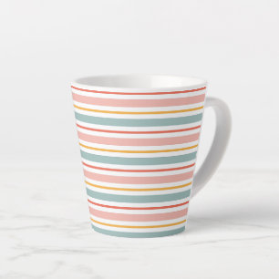 Tasse Latte Minimaliste Boho Lignes Horizontales Tons Terreux