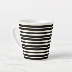Tasse Latte Minimaliste rayé horizontal noir et blanc