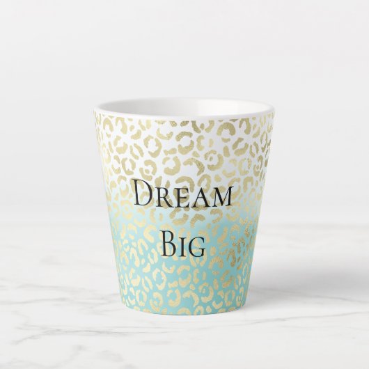 Tasse Latte Mint Aquarelle Ombre Glam Or Leopard (Devant)