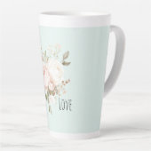 Tasse Latte Mint Blush Pink White Rose Flowers (Angle droit)