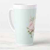 Tasse Latte Mint Blush Pink White Rose Flowers (Angle gauche)