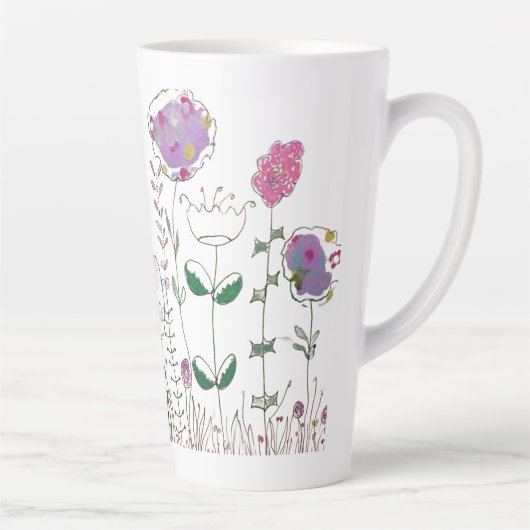 Tasse Latte Mixed Media Floral  (Droite)