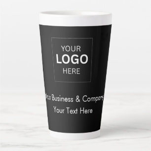 Tasse Latte Modèle de logo d'entreprise de luxe noir personnal