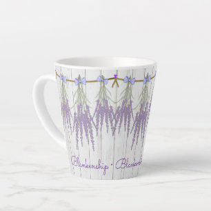 Tasse Latte Modèle de monogramme de l'ensemble de fleurs de l