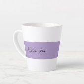 Tasse Latte Modèle de rayure violette avec nom (Angle gauche)