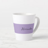 Tasse Latte Modèle de rayure violette avec nom (Angle droit)