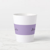 Tasse Latte Modèle de rayure violette avec nom (Devant)