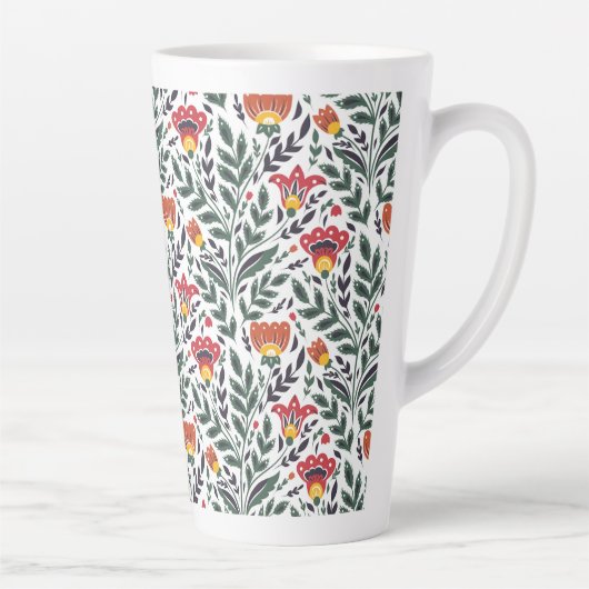 Tasse Latte Modèle floral art populaire (Droite)