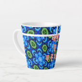 Tasse Latte Modèle Floral bleu Abstrait (Angle gauche)