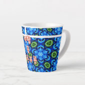 Tasse Latte Modèle Floral bleu Abstrait (Angle droit)