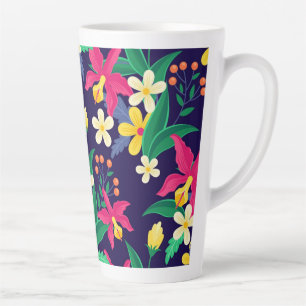 Tasse Latte Modèle floral exotique coloré-23021