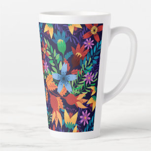 Tasse Latte Modèle floral exotique coloré-32436
