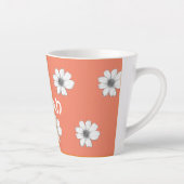 Tasse Latte Modèle floral Orange nom personnalisé (Droite)