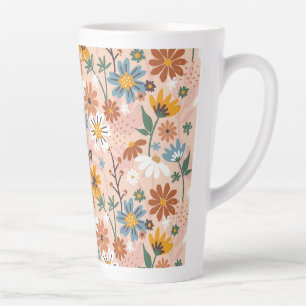Tasse Latte Modèle floral peint à la main-23136