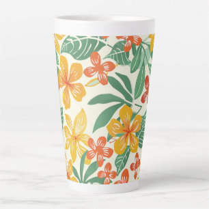 Tasse Latte Modèle floral tropical vibre