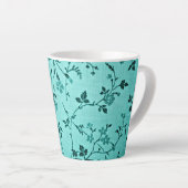Tasse Latte Modèle floral turquoise (Angle droit)