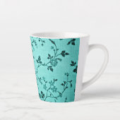 Tasse Latte Modèle floral turquoise (Droite)