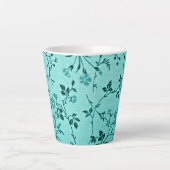 Tasse Latte Modèle floral turquoise (Devant)