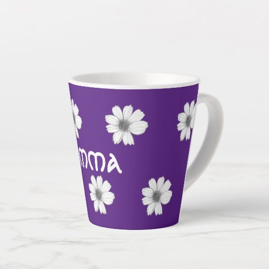 Tasse Latte Modèle floral violet (Angle droit)