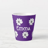 Tasse Latte Modèle floral violet (Devant)