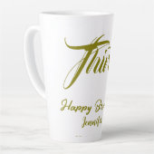 Tasse Latte modèle or 30e anniversaire ajouter nom date année (Angle gauche)