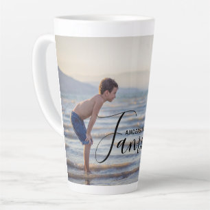 Tasse Latte Modèle photo moderne simple Nom de famille personn