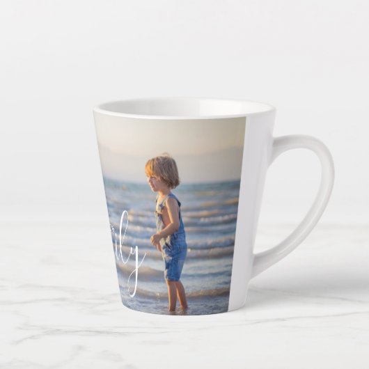 Tasse Latte Modèle photo moderne simple Nom de famille personn (Droite)