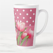 Tasse Latte Modèle : tulipes à encre, pois roses et blancs (Droite)